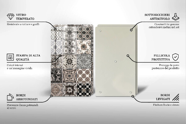 Kuchynská doska veľká zo skla Dekoratívne dlaždice