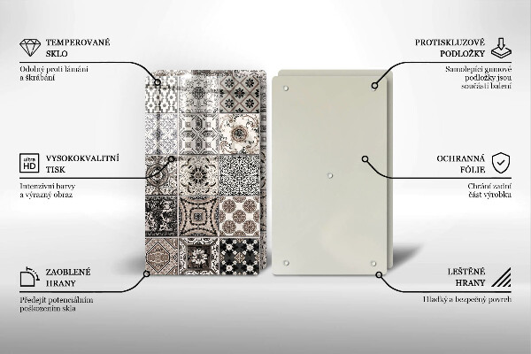 Kuchynská doska veľká zo skla Dekoratívne dlaždice