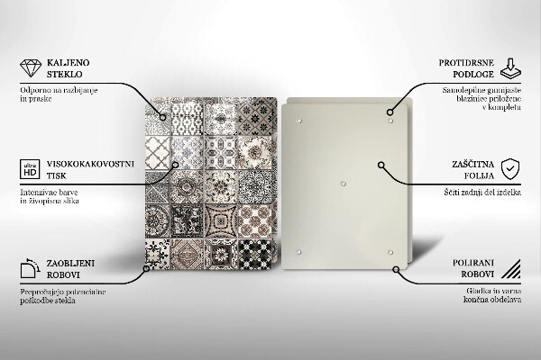 Kuchynská doska veľká zo skla Dekoratívne dlaždice