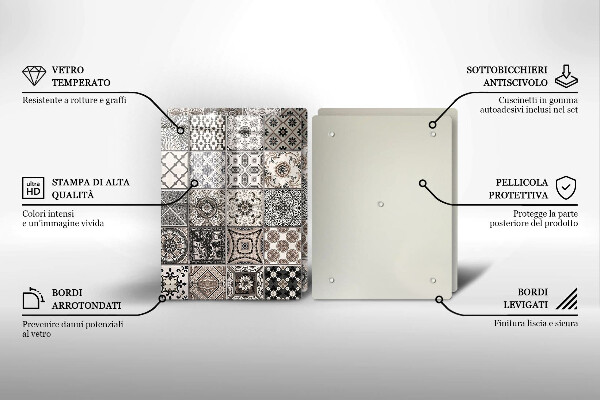 Kuchynská doska veľká zo skla Dekoratívne dlaždice