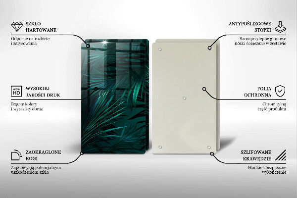 Sklenená doska na krájanie Listy divokej džungle