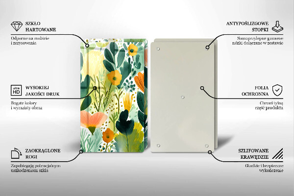 Sklenená doska na krájanie Maľované kvety