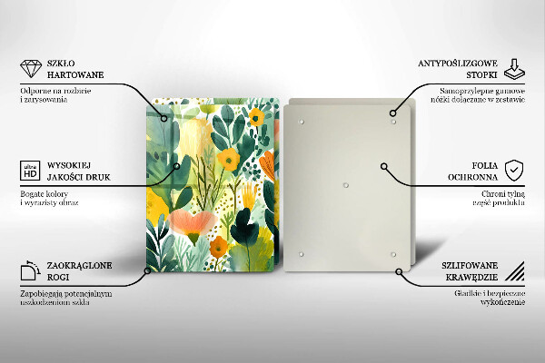 Sklenená doska na krájanie Maľované kvety