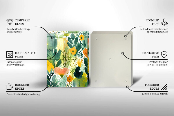 Sklenená doska na krájanie Maľované kvety