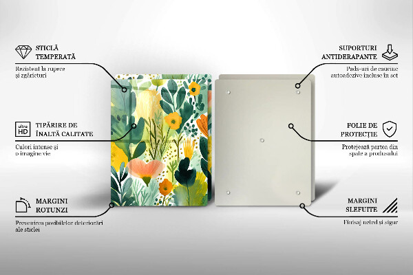 Sklenená doska na krájanie Maľované kvety