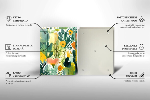 Sklenená doska na krájanie Maľované kvety