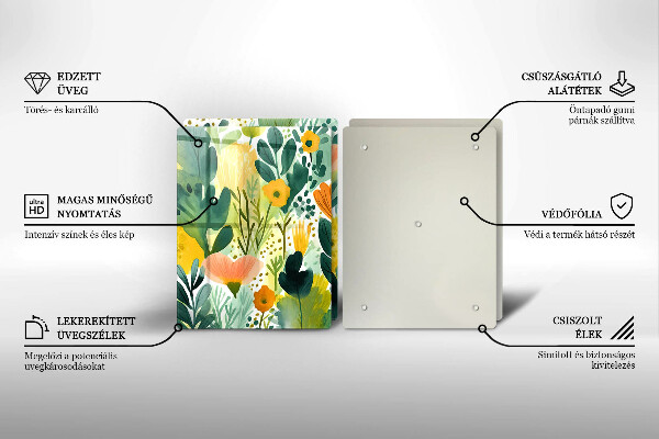 Sklenená doska na krájanie Maľované kvety