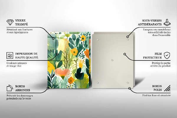 Sklenená doska na krájanie Maľované kvety