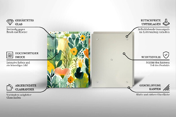 Sklenená doska na krájanie Maľované kvety