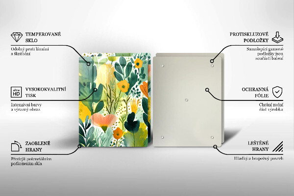 Sklenená doska na krájanie Maľované kvety