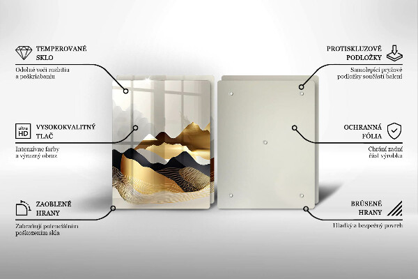 Sklenená doska na krájanie Abstraktné zlaté hory