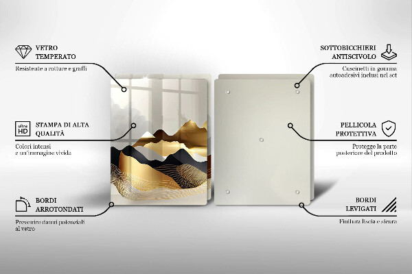 Sklenená doska na krájanie Abstraktné zlaté hory