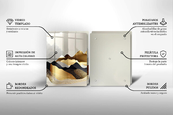 Sklenená doska na krájanie Abstraktné zlaté hory