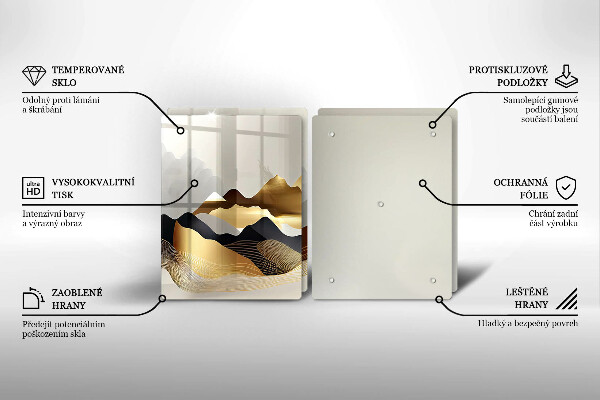 Sklenená doska na krájanie Abstraktné zlaté hory