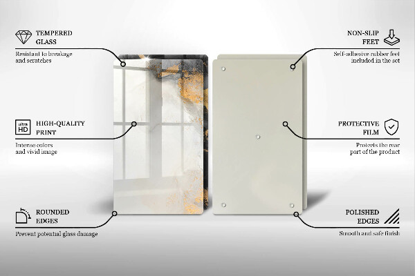 Sklenená doska na krájanie Abstrakcia so zlatom