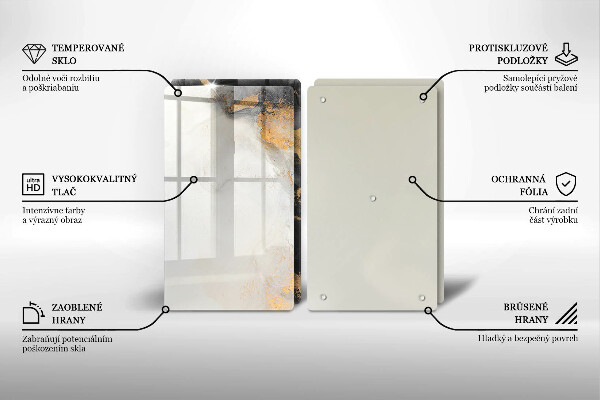 Sklenená doska na krájanie Abstrakcia so zlatom
