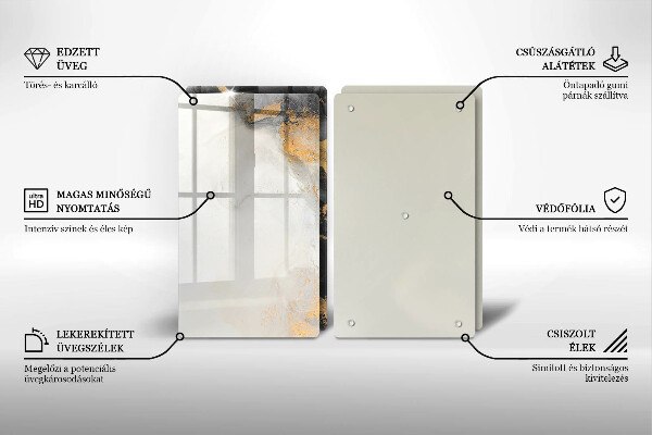 Sklenená doska na krájanie Abstrakcia so zlatom