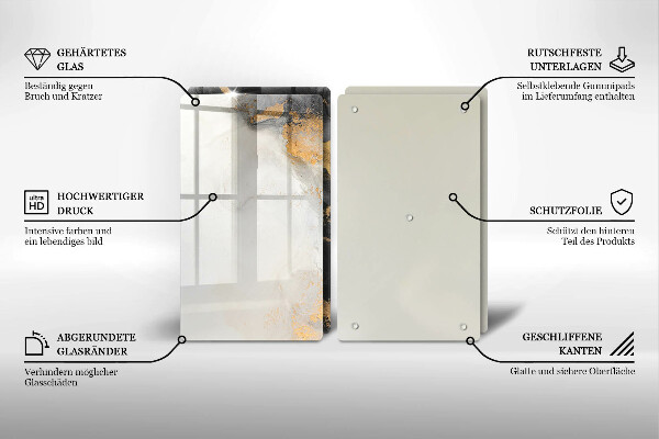 Sklenená doska na krájanie Abstrakcia so zlatom