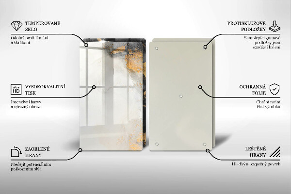 Sklenená doska na krájanie Abstrakcia so zlatom