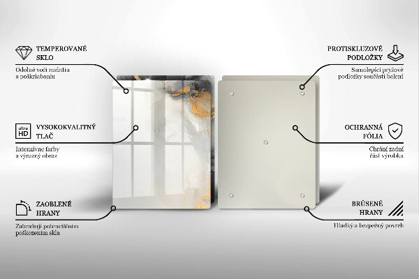 Sklenená doska na krájanie Abstrakcia so zlatom