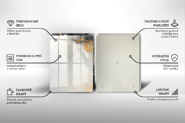 Sklenená doska na krájanie Abstrakcia so zlatom