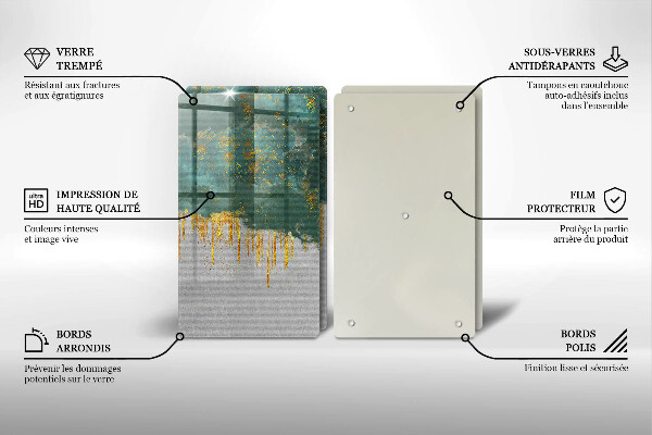 Sklenená doska na krájanie Abstrakcia so zlatom