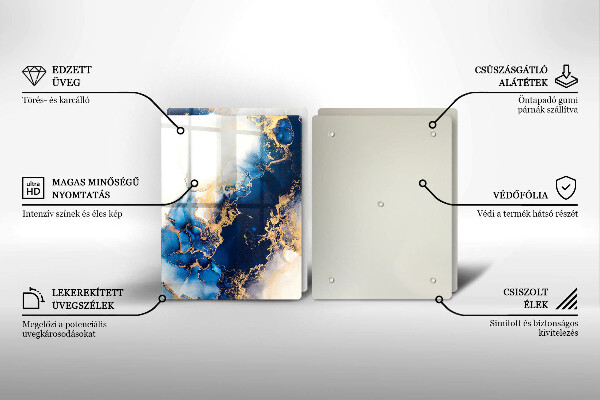 Sklenená doska na krájanie Abstrakcia s modrou