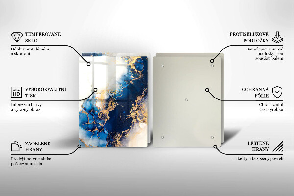 Sklenená doska na krájanie Abstrakcia s modrou