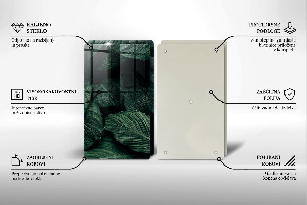 Sklenená doska na krájanie Tmavé listy