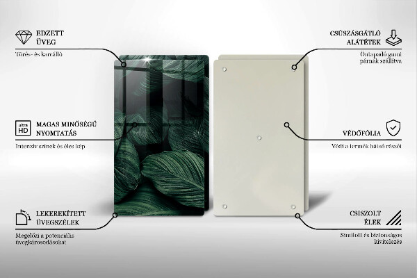 Sklenená doska na krájanie Tmavé listy