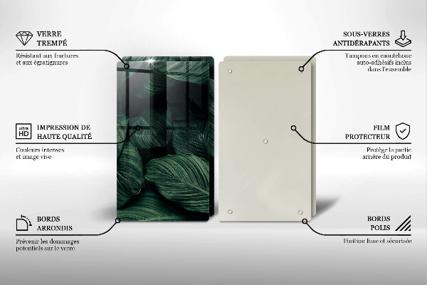 Sklenená doska na krájanie Tmavé listy