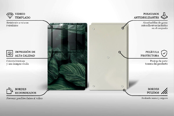 Sklenená doska na krájanie Tmavé listy