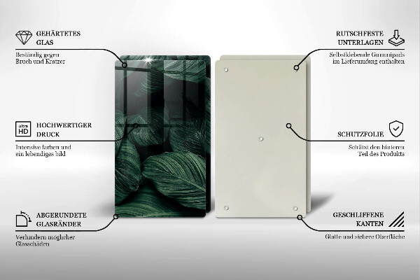 Sklenená doska na krájanie Tmavé listy