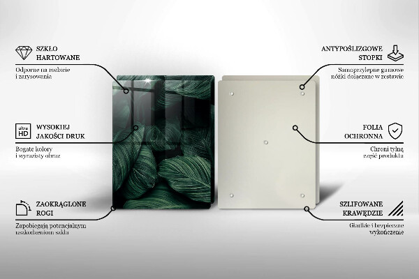 Sklenená doska na krájanie Tmavé listy