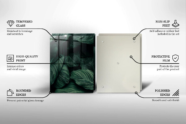 Sklenená doska na krájanie Tmavé listy