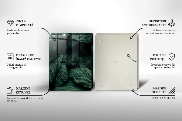 Sklenená doska na krájanie Tmavé listy