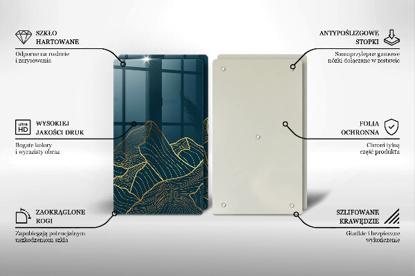 Kuchynská doska veľká zo skla Abstraktné hory