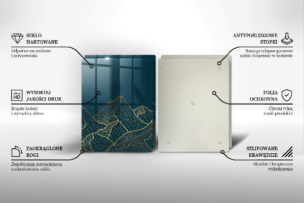 Kuchynská doska veľká zo skla Abstraktné hory