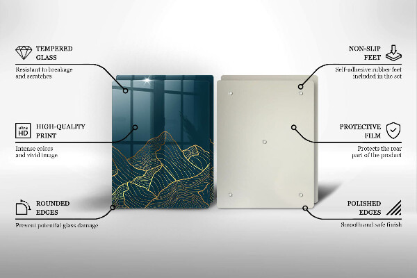 Kuchynská doska veľká zo skla Abstraktné hory