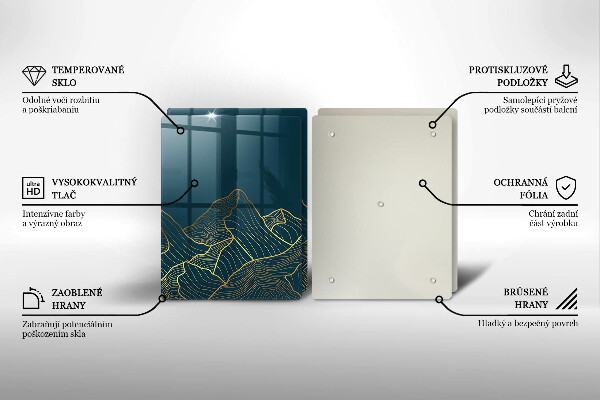 Kuchynská doska veľká zo skla Abstraktné hory