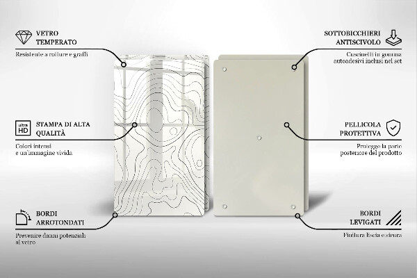 Kuchynská doska veľká zo skla Dizajn čiarového umenia
