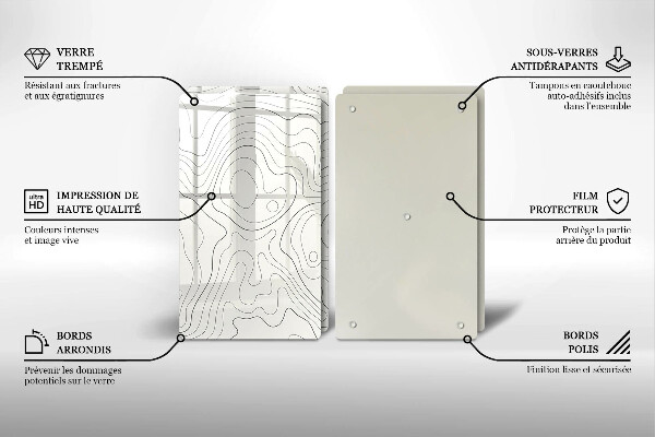 Kuchynská doska veľká zo skla Dizajn čiarového umenia