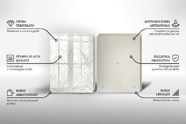 Kuchynská doska veľká zo skla Dizajn čiarového umenia