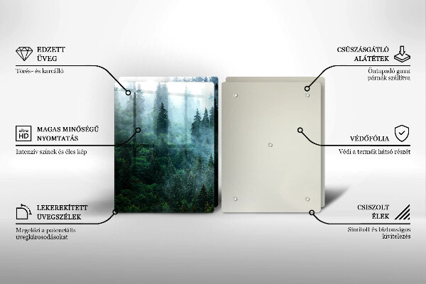 Kuchynská doska veľká zo skla Les v hmle