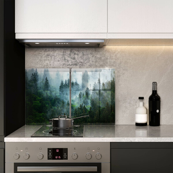 Kuchynská doska veľká zo skla Les v hmle