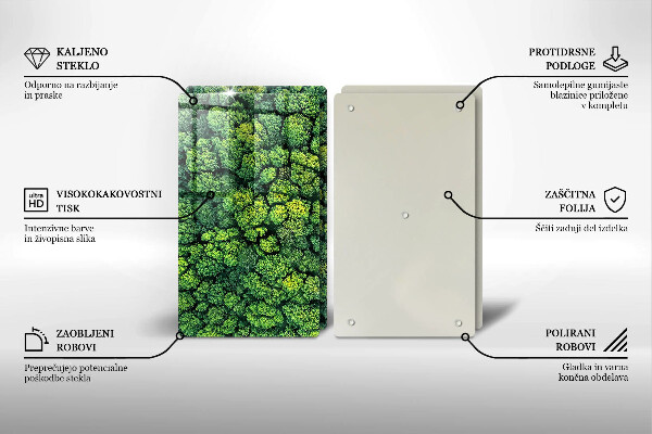 Kuchynská doska veľká zo skla Prírodná machová rastlina