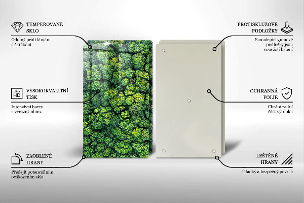 Kuchynská doska veľká zo skla Prírodná machová rastlina