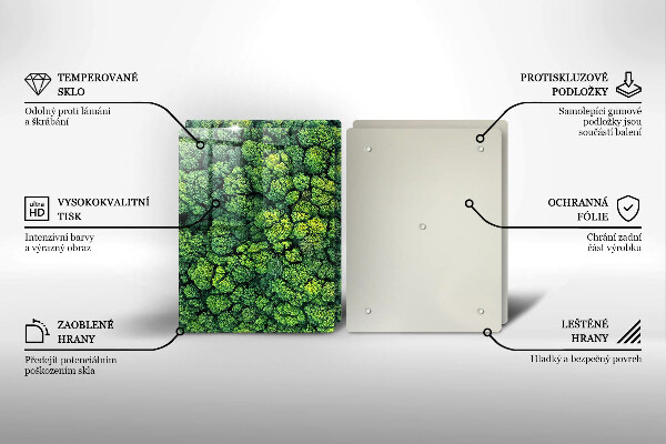 Kuchynská doska veľká zo skla Prírodná machová rastlina