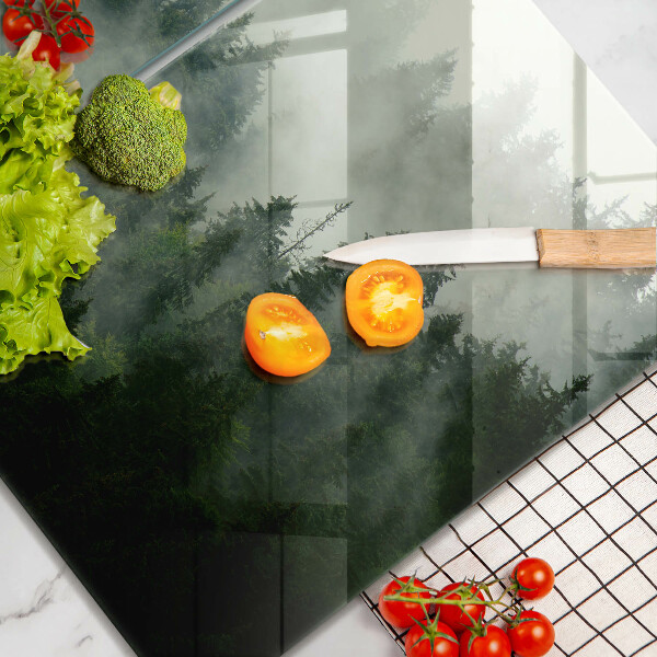 Kuchynská doska veľká zo skla Hmlistá lesná krajina