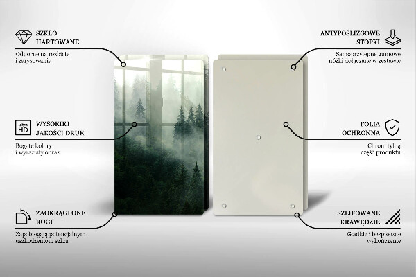 Kuchynská doska veľká zo skla Hmlistá lesná krajina